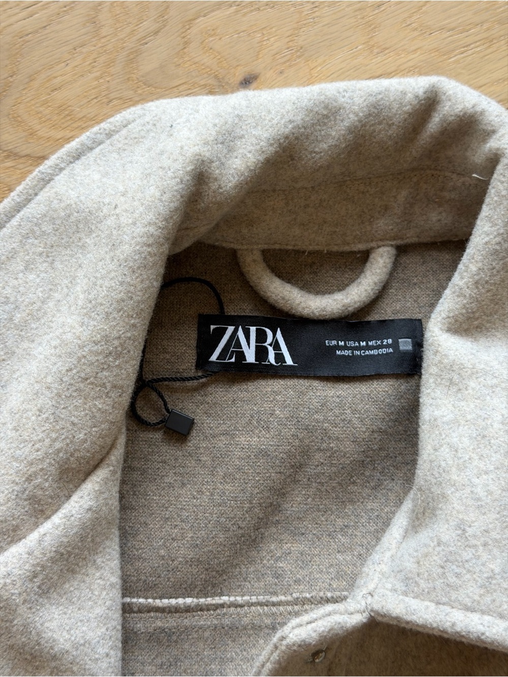 Zara Light Taupe Wool-Blend Cropped Pea Coat - Picture 2 of 4